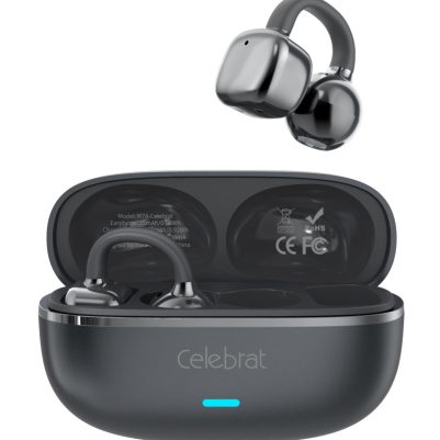 CELEBRAT earphones με θήκη φόρτισης W74, OWS, 10mm, 25/250mAh, μαύρα