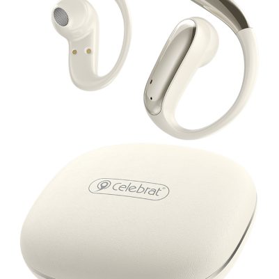 CELEBRAT earphones με θήκη φόρτισης W84, OWS, 13mm, 30/300mAh, μπεζ
