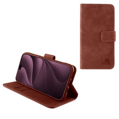LIME ESSENTIAL ΘΗΚΗ IPHONE 18 PRO 6.3in MAGNET BOOK STAND CLIP CHESTNUT BROWN