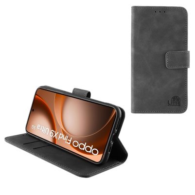 LIME ESSENTIAL ΘΗΚΗ OPPO FIND X9 ULTRA 5G 6.82in MAGNET BOOK STAND CLIP GREY