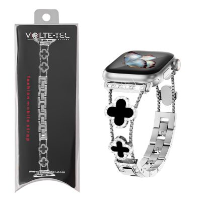 VOLTE-TEL ΛΟΥΡΑΚΙ ΡΟΛΟΓΙΟΥ ΓΥΝΑΙΚΕΙΟ ΜΕΤΑΛΛΙΚΟ APPLE WATCH 38/40/41/42MM ΤΥΠΟΥ VAN CLEEF BLACK CROSS 12.7cm SILVER