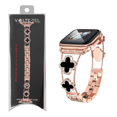 VOLTE-TEL ΛΟΥΡΑΚΙ ΡΟΛΟΓΙΟΥ ΓΥΝΑΙΚΕΙΟ ΜΕΤΑΛΛΙΚΟ APPLE WATCH 38/40/41/42MM ΤΥΠΟΥ VAN CLEEF BLACK CROSS 12.7cm ROSE GOLD