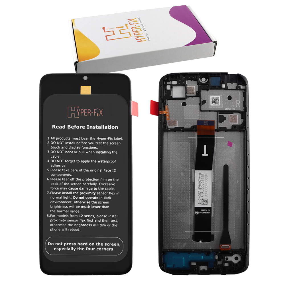 XIAOMI REDMI 12C ΟΘΟΝΗ IPS + TOUCH SCREEN + LENS + FRAME HF-5600010C3T00 BLACK HYPER-FIX SERVICE PACK