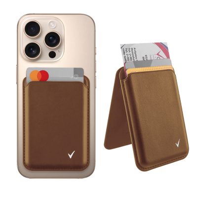 VOLTE-TEL ΘΗΚΗ ΚΑΡΤΩΝ MAGSAFE MAGNETIC ANTI-RF ME STAND LEATHER CAMEL