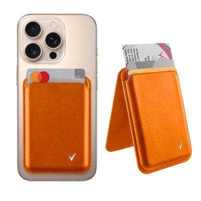 VOLTE-TEL ΘΗΚΗ ΚΑΡΤΩΝ MAGSAFE MAGNETIC ANTI-RF ME STAND LEATHER ORANGE