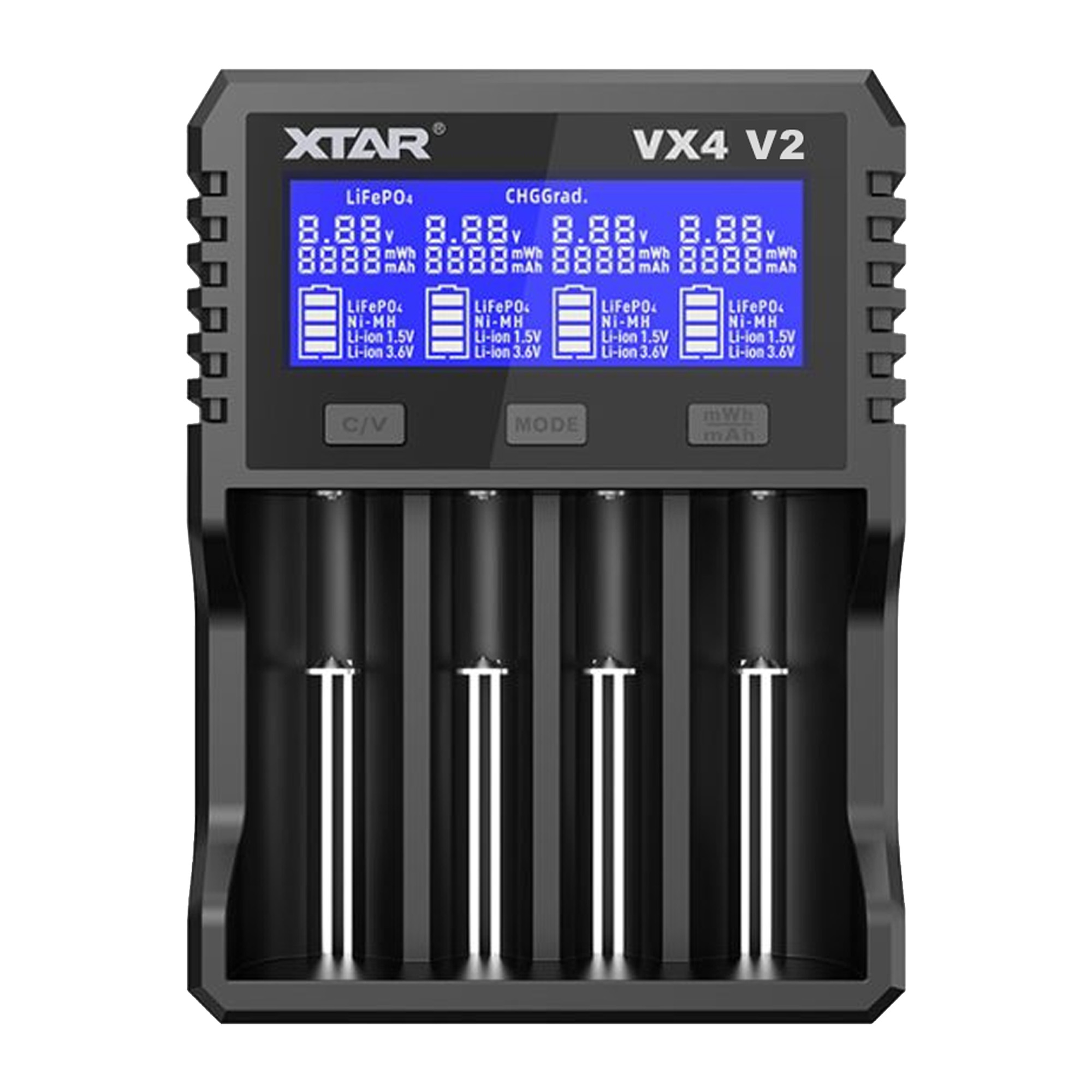 XTAR VX4 V2 SET ΦΟΡΤΙΣΤΗΣ/ ΕΝΕΡΓΟΠΟΙΗΤΗΣ ΕΠΑΝΑΦΟΡΤΙΖΟΜΕΝΩΝ ΜΠΑΤΑΡΙΩΝ 18650/3.7V/1.5V/1.2V USB-C ΦΟΡΤΙΣΗ