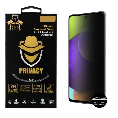 IDOL 1991 PRIVACY ANTISPY TEMPERED GLASS SAMSUNG A52S/A52/A525/A526/A528 6.5in 9H 0.25mm SEMI CURVED FULL GLUE BLACK