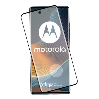 IDOL 1991 GLAMOUR TEMPERED GLASS MOTOROLA EDGE 50 FUSION 6.7in 9H 0.30mm FULL COVER 3D EDGE GLUE FINGER UNLOCK BLACK