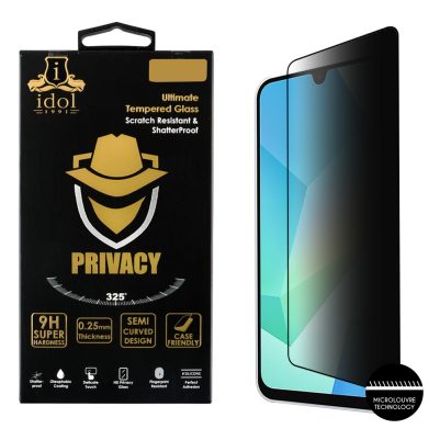 IDOL 1991 PRIVACY ANTISPY TEMPERED GLASS SAMSUNG A16 4G A165/A16 5G A166 6.7in 9H 0.25mm SEMI CURVED FULL GLUE BLACK