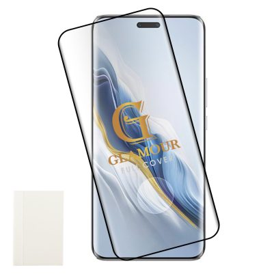 IDOL 1991 GLAMOUR TEMPERED GLASS HONOR MAGIC6 PRO 5G 6.8in 9H 0.30mm FULL COVER 3D FULL GLUE FINGER UNLOCK BLACK+SQUEEZY CARD
