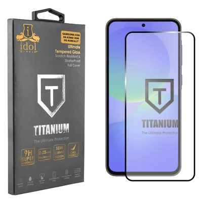 IDOL 1991 TITANIUM TEMPERED GLASS SAMSUNG A36 5G A366/A56 5G A566 6.7in 9H 0.25mm SEMI CURVED FINGER UNLOCK FULL GLUE BLACK