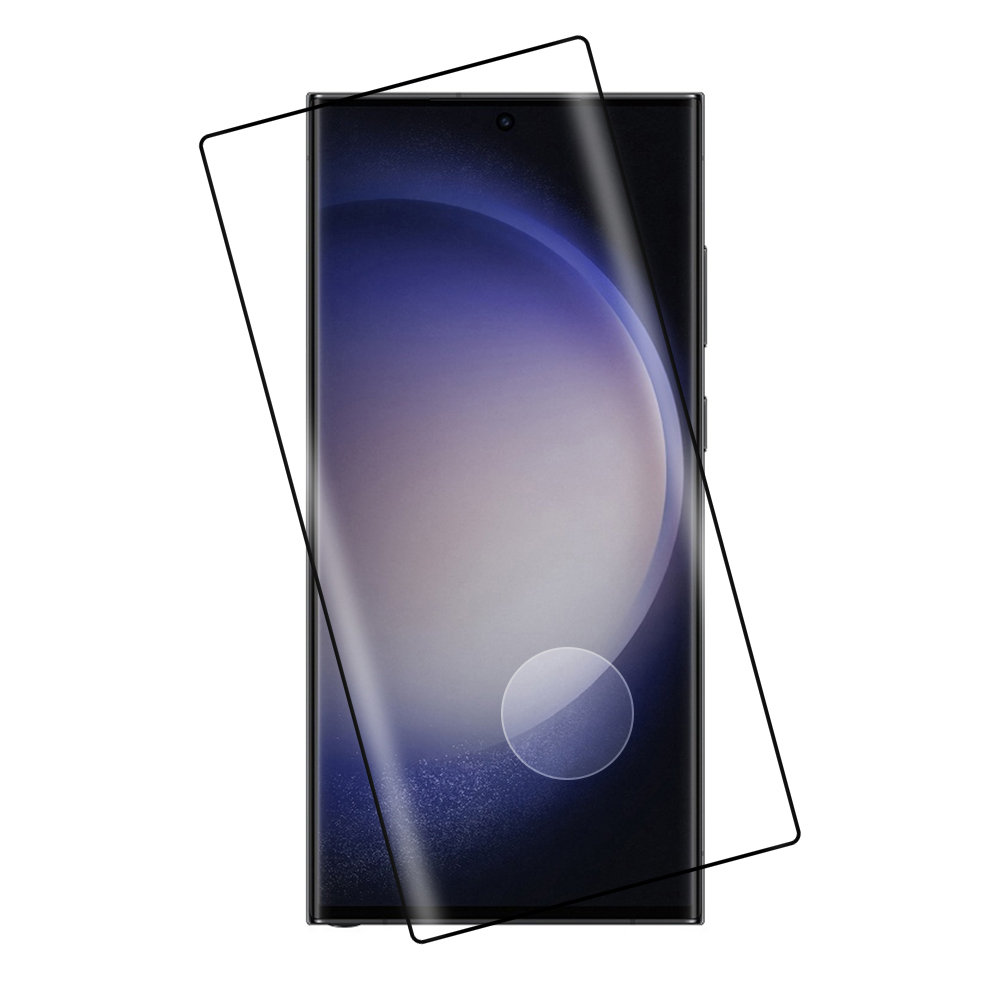 IDOL 1991 GLAMOUR TEMPERED GLASS SAMSUNG S23 ULTRA 5G S918 6.8in 9H 0.30mm FULL COVER 3D EDGE GLUE FINGER UNLOCK BLACK
