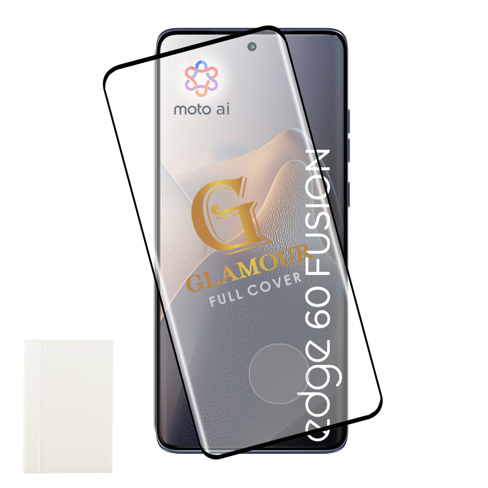 IDOL 1991 GLAMOUR TEMPERED GLASS MOTOROLA EDGE 60 FUSION 5G 6.67in 9H 0.30mm 3D FULL GLUE SEMICURVED FINGERUNLOCK BLACK+SQUEEZY