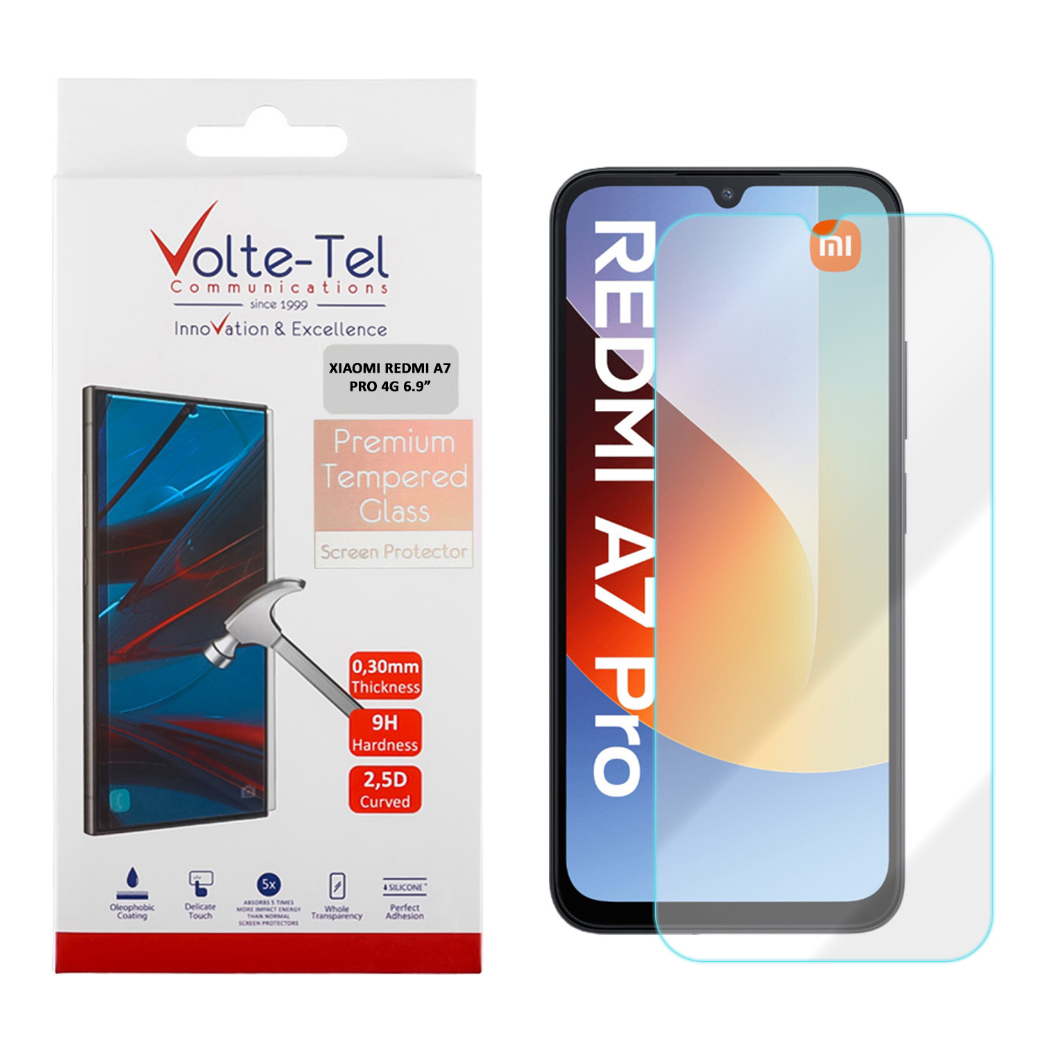 VOLTE-TEL TEMPERED GLASS XIAOMI REDMI A7 PRO/POCO C81 PRO 4G 4G 6.9in 9H 0.30mm 2.5D FULL GLUE
