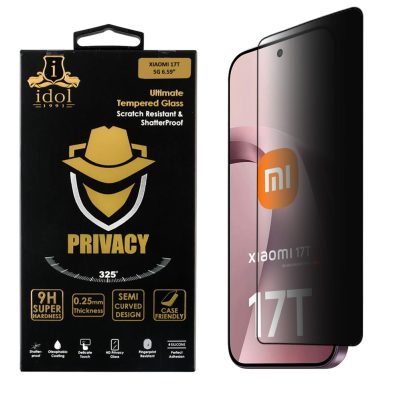 IDOL 1991 PRIVACY ANTISPY TEMPERED GLASS XIAOMI 17T 5G 6.59in 9H 0.25mm SEMI CURVED FINGER UNLOCK FULL GLUE BLACK