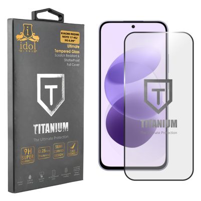 IDOL 1991 TITANIUM TEMPERED GLASS XIAOMI REDMI NOTE 17 4G/5G 6.99in 9H 0.25mm SEMI CURVED FINGER UNLOCK FULL GLUE BLACK