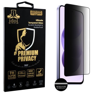IDOL 1991 PREMIUM PRIVACY ANTISPY TEMPERED GLASS XIAOMI REDMI NOTE 17 4G/5G 6.99in 9H 0.25mm SEMI CURVED FULL GLUE BLACK