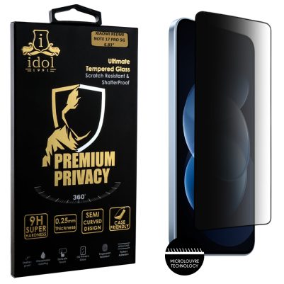 IDOL 1991 PREMIUM PRIVACY ANTISPY TEMPERED GLASS XIAOMI REDMI NOTE 17 PRO 5G 6.83in 9H 0.25mm SEMI CURVED FULL GLUE BLACK