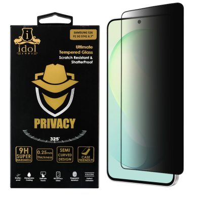 IDOL 1991 PRIVACY ANTISPY TEMPERED GLASS SAMSUNG S26 FE 5G S741 6.7in 9H 0.25mm 3D SEMI CURVED EDGE GLUE BLACK