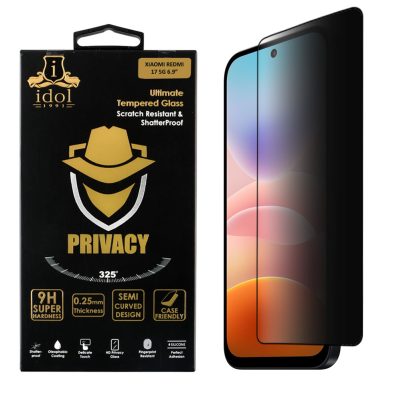 IDOL 1991 PRIVACY ANTISPY TEMPERED GLASS XIAOMI REDMI 17 5G 6.9in 9H 0.25mm SEMI CURVED FULL GLUE BLACK