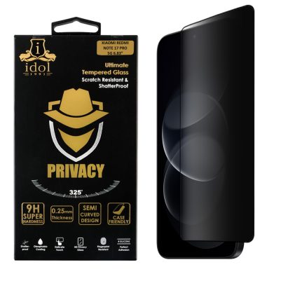 IDOL 1991 PRIVACY ANTISPY TEMPERED GLASS XIAOMI REDMI NOTE 17 PRO 5G 6.83in 9H 0.25mm SEMI CURVED FULL GLUE BLACK