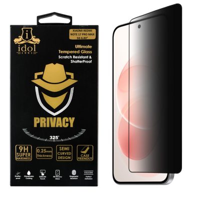 IDOL 1991 PRIVACY ANTISPY TEMPERED GLASS XIAOMI REDMI NOTE 17 PRO MAX 5G 6.83in 9H 0.25mm SEMI CURVED FULL GLUE BLACK