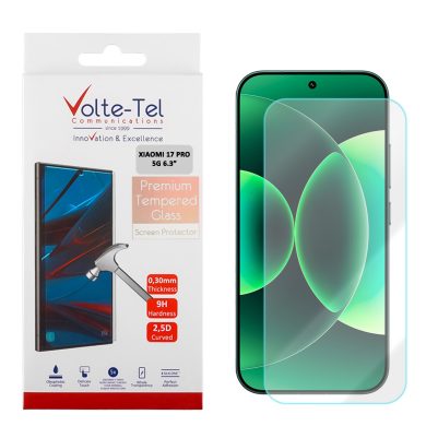 VOLTE-TEL TEMPERED GLASS XIAOMI 17 PRO 5G 6.3in FINGER UNLOCK 9H 0.20mm 2.5D FULL GLUE