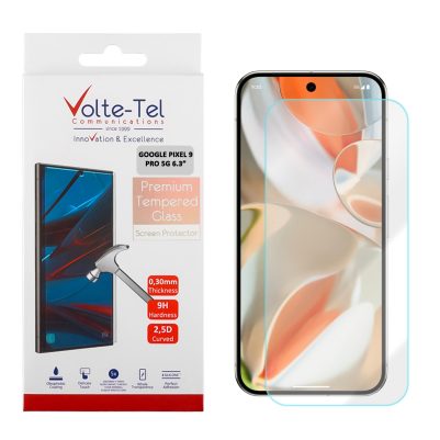 VOLTE-TEL TEMPERED GLASS GOOGLE PIXEL 9 PRO 5G 6.3in 9H 0.20mm 2.5D FINGER UNLOCK FULL GLUE