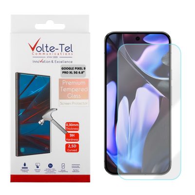VOLTE-TEL TEMPERED GLASS GOOGLE PIXEL 9 PRO XL 5G 6.8in 9H 0.20mm 2.5D FINGER UNLOCK FULL GLUE