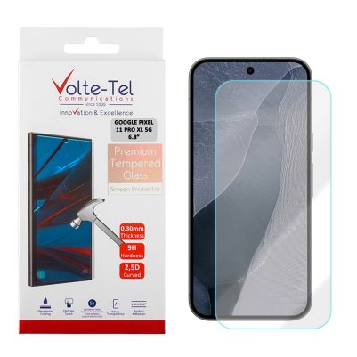 VOLTE-TEL TEMPERED GLASS GOOGLE PIXEL 11 PRO XL 5G 6.8in 9H 0.20mm 2.5D FINGER UNLOCK FULL GLUE