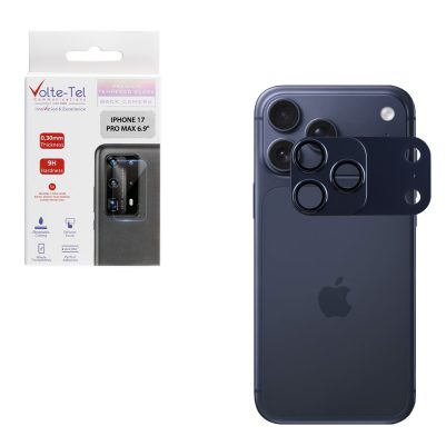 VOLTE-TEL CAMERA GLASS COVER IPHONE 17 PRO MAX 6.9in 9H 0.30MM 3D AR ALUMINIUM-ELECTROPLATING FRAME - MAGNETIC BLUE