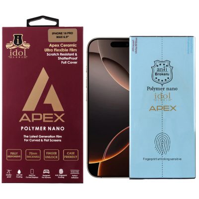 IDOL 1991 APEX POLYMER NANOTECH FILM IPHONE 16 PRO MAX 6.9in FINGER UNLOCK FULL COVER WITH INSTALLATION KIT